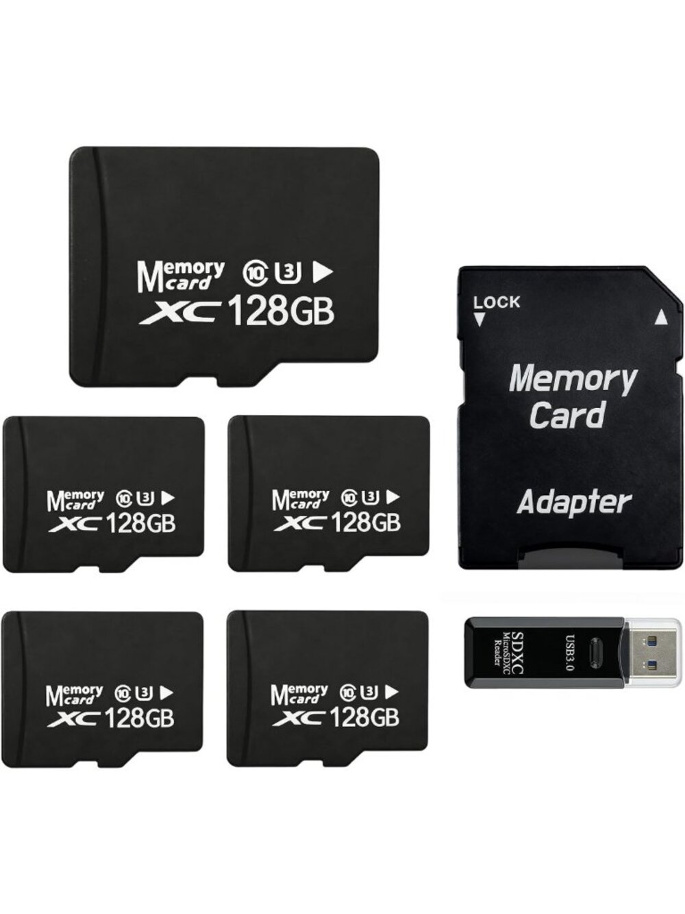 5-Pack 128GB Micro SD Cards for Dashcams & Security Cameras - U3 V30 A1 Speed